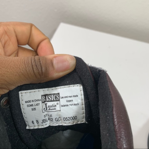 Justin Combat Work Boots Burgundy Man Made Leather - Picture 11 of 13